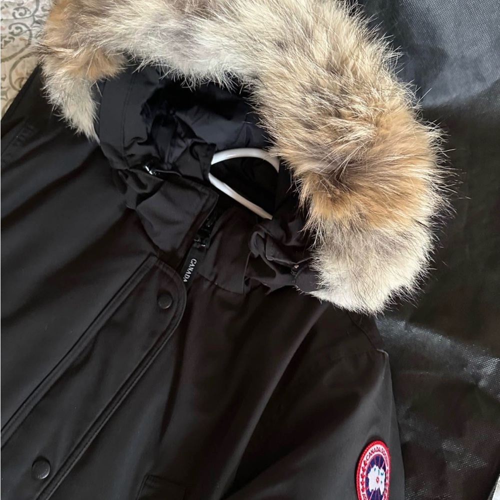 Canada Goose Black Trillium Parka with Natural Fur Trim